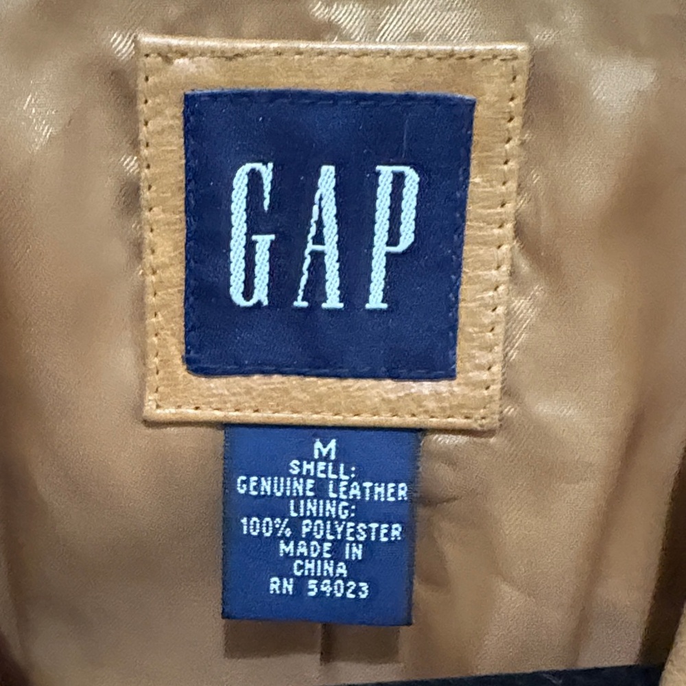 Gap Camel Leather Blazer Jacket Medium Vintage Y2… - image 6